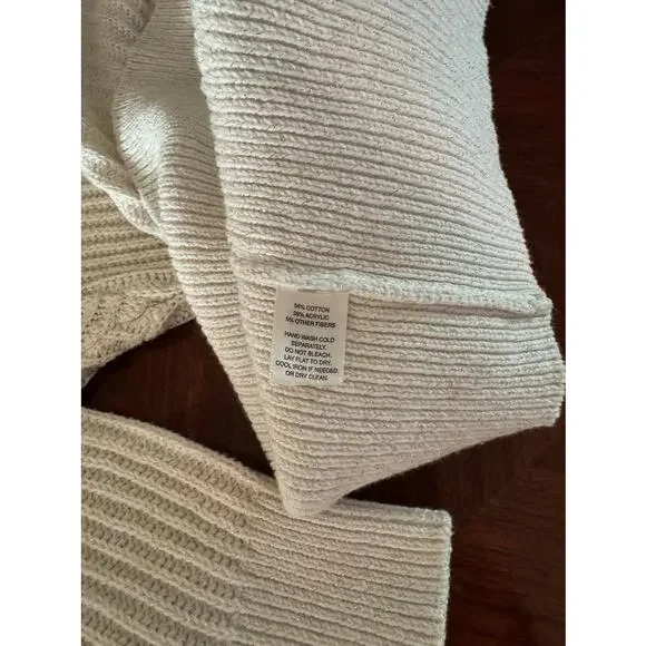 White House Black Market Cream Ribbed Tunic Sweater Metallic Thread Women’s M - Picture 4 of 11